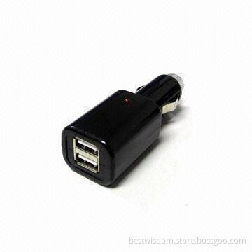 Mobile Phone In-car Charger with Single/Dual-color Operating Indicator, 12 to 24V DC Input Voltage